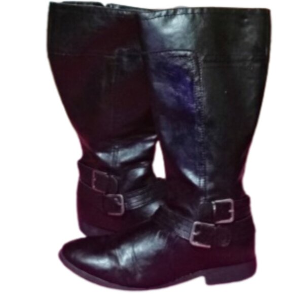 NineWest Womans Riding Boots,Black Leather Equistrian RidingBoots - Picture 2 of 12